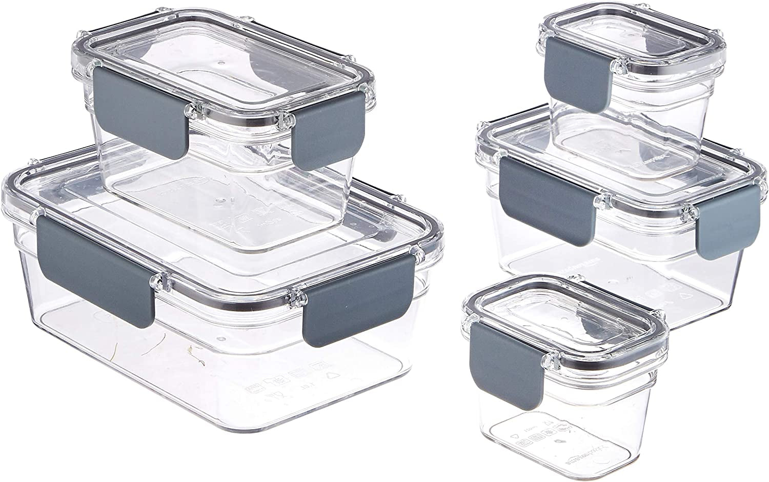 Amazon Basics Tritan puszka utrzymująca świeżość z zamknięciem, 11 szt. (11 pudełek + 11 pokrywek), przezroczyste Pudełka do przechowywania żywności Naty Shop Opakowanie 10 szt.