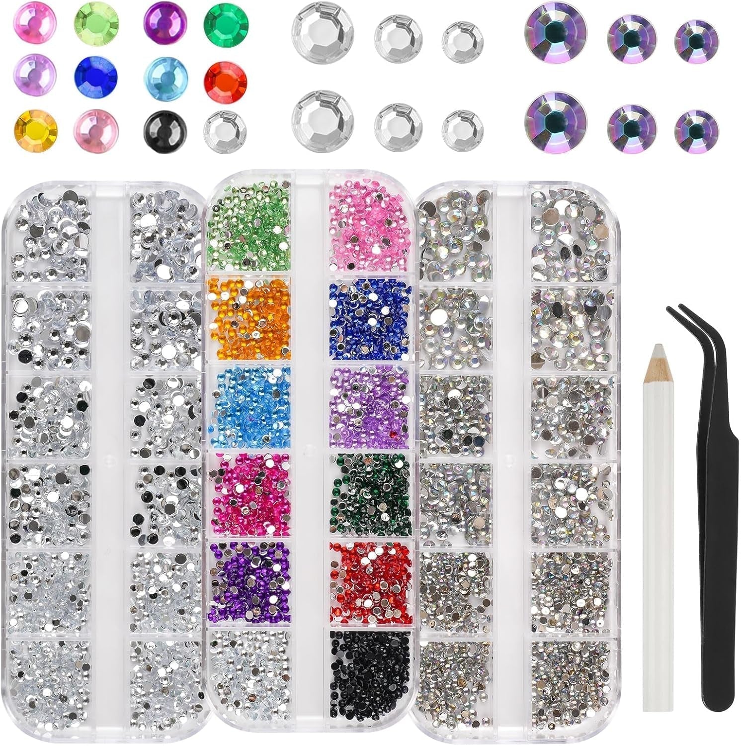 5820 Stück Strasssteine ​​​​Nägel, Glitzersteine ​​​​Nägel Und Halbrunde Perlen, AB Kristall Rhinestones, Flatback Nagel Steine ​​Mit Pinzette Und Stift Für Nagel/Diy (Mehrere Größen Und Farben)
