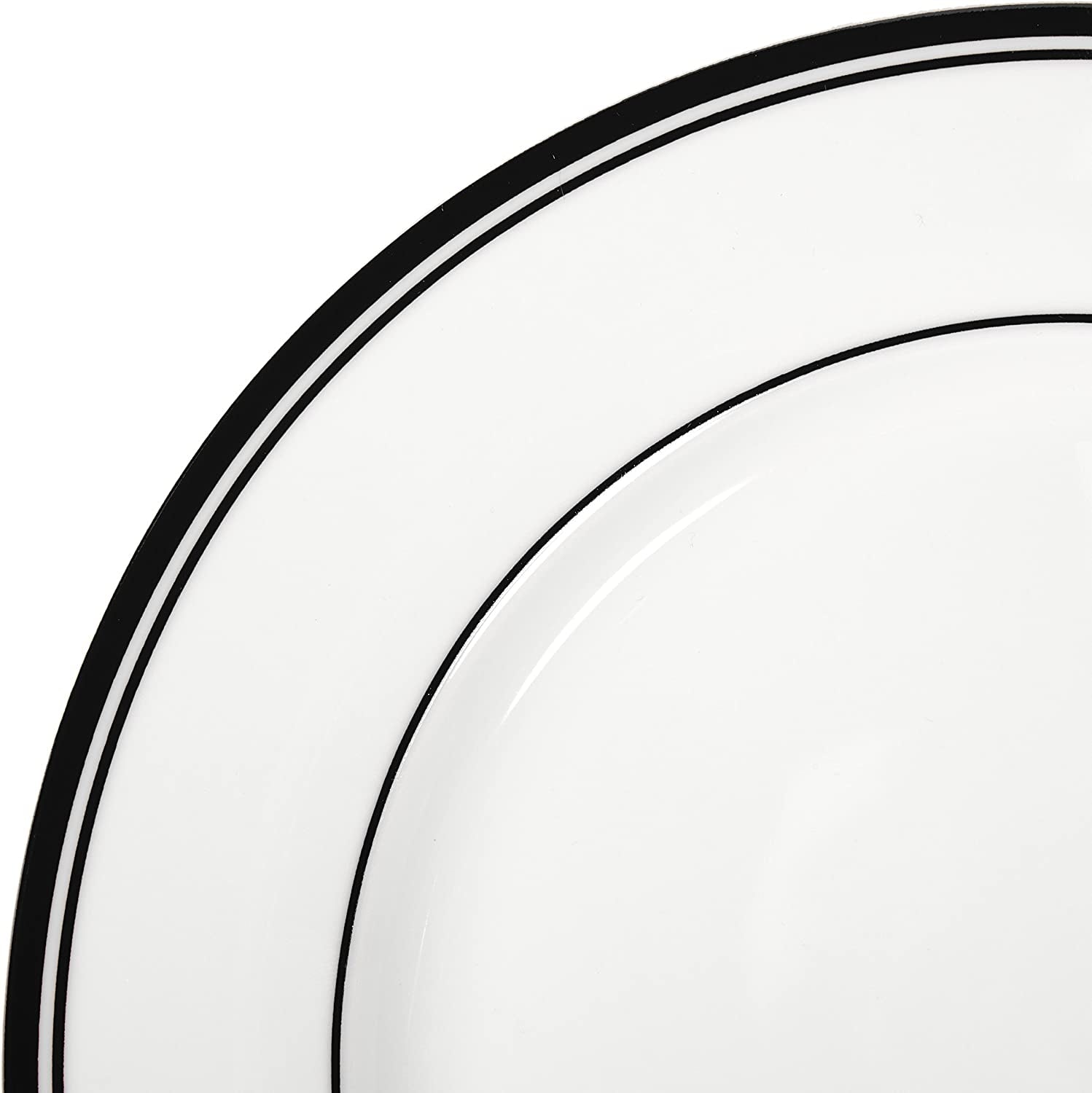 Amazon Basics Coffee Black Rim 16-częściowy zestaw naczyń obiadowych dla 4 osób