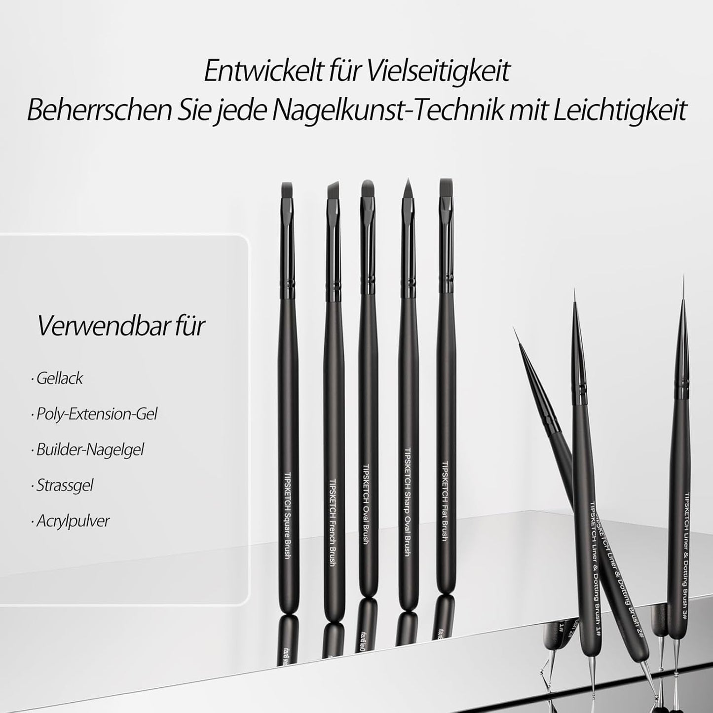 Nagel Pinsel 8 Stück Pinsel Für Gelnägel, Nageldesign Gel Pinsel Dotting Painting Line Pen Für Nagelack Żel Akryl Nagel Pinsel Zestaw do zdobienia paznokci Akryl Pinsel Fineliner Nägel Selber Machen