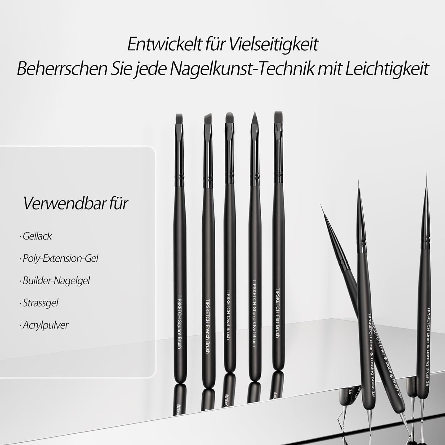 Nagel Pinsel 8 Stück Pinsel Für Gelnägel, Nageldesign Gel Pinsel Dotting Painting Line Pen Für Nagelack Żel Akryl Nagel Pinsel Zestaw do zdobienia paznokci Akryl Pinsel Fineliner Nägel Selber Machen