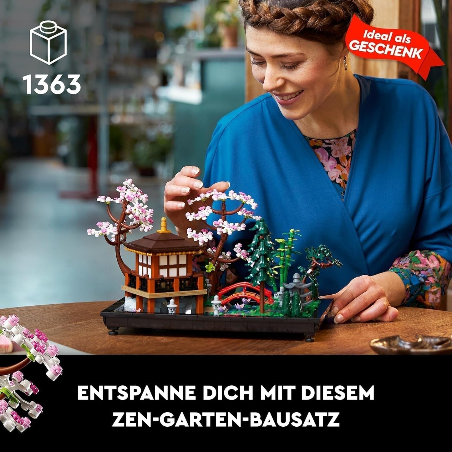 Lego Icons Ogród ciszy — Zestaw botaniczny dla dorosłych Zen z kwiatami lotosu — Konfigurowalna dekoracja biurka inspirowana kuchnią japońską — Prezent dla kobiet i mężczyzn 10315 Zestawy do budowania Besuche den LEGO-Store