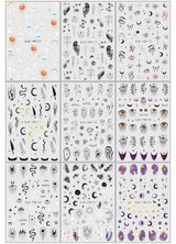 Jmeowio Nagelsticker Mond Stern Sonne 9 Blatt Nail Art Naklejka Selbstklebend Nagelaufkleber Bunte Dekoration Nageldesign Zubehör