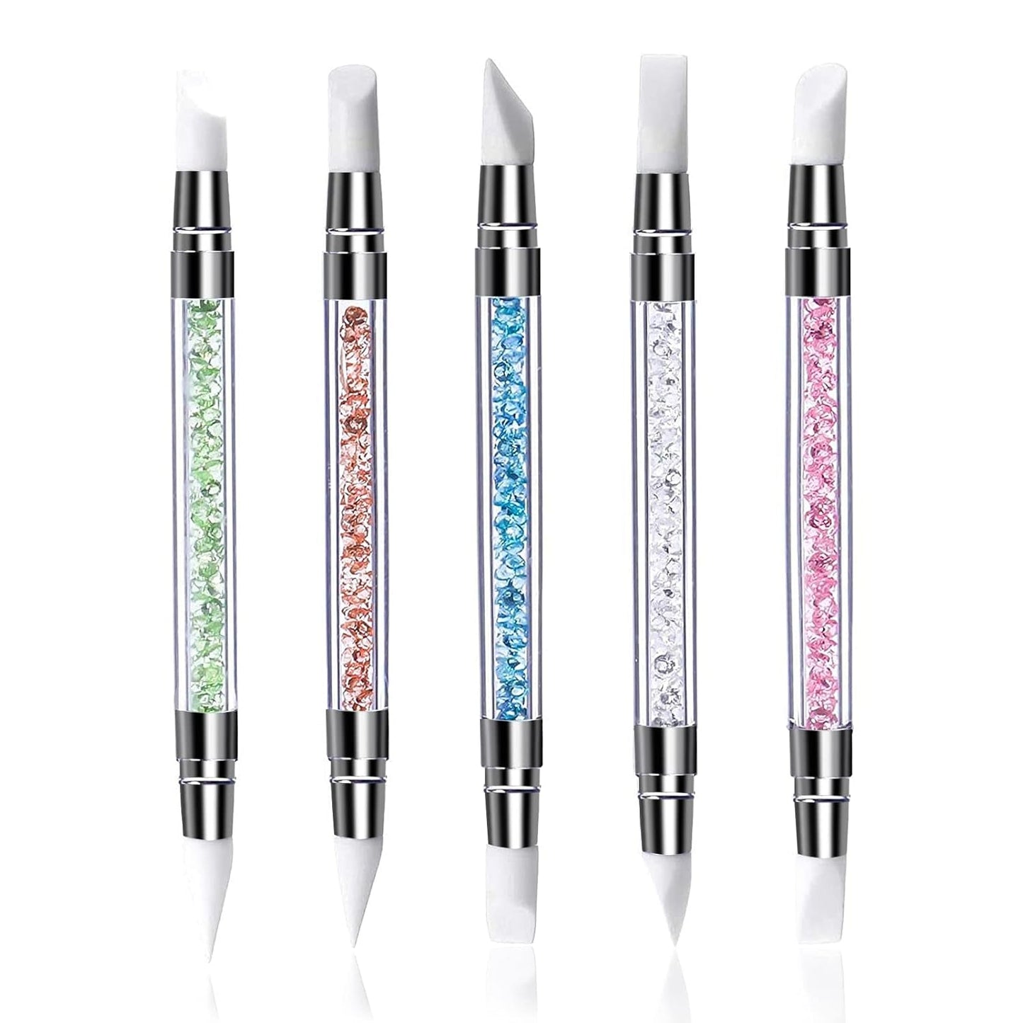Qufiiry 5 sztuk Silikon Nagel Pinsel, Gel Schnitzen Pinsel, Silikon-Modellierpinsel Set, Doppel Köpfe DIY Maniküre Werkzeug