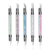Qufiiry 5 sztuk Silikon Nagel Pinsel, Gel Schnitzen Pinsel, Silikon-Modellierpinsel Set, Doppel Köpfe DIY Maniküre Werkzeug