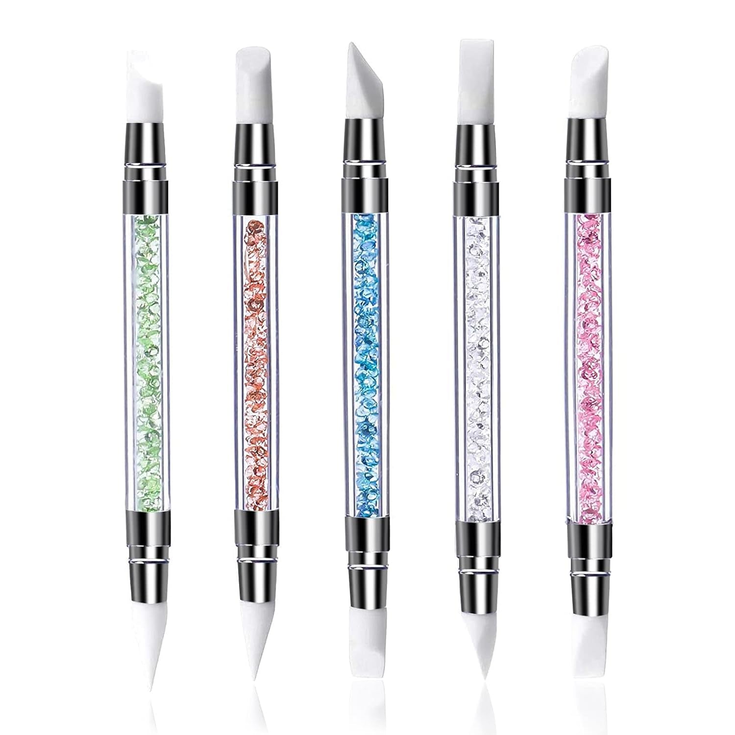 Qufiiry 5 sztuk Silikon Nagel Pinsel, Gel Schnitzen Pinsel, Silikon-Modellierpinsel Set, Doppel Köpfe DIY Maniküre Werkzeug
