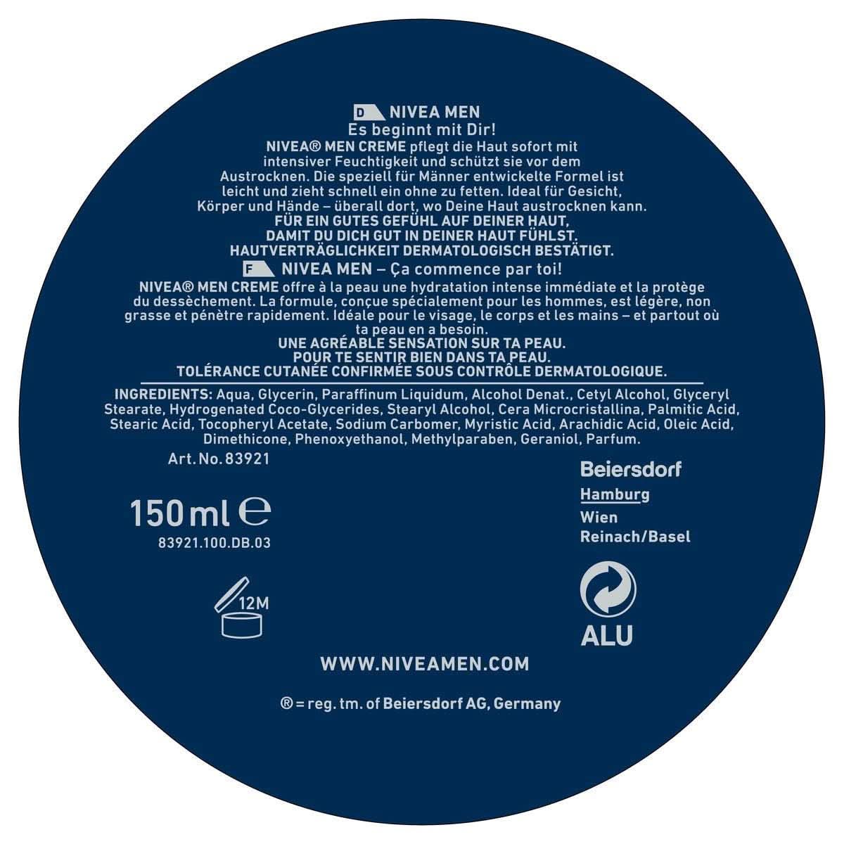NIVEA MEN Creme, odżywczy krem do skóry z witaminą E, 150 ml Naty Shop
