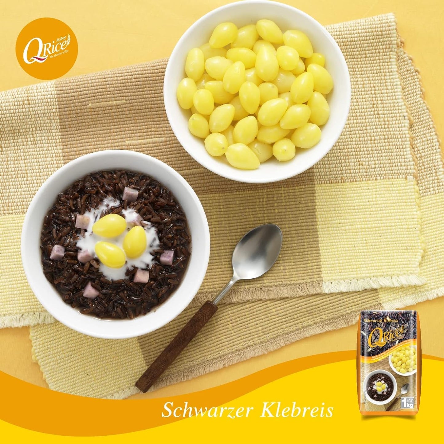 Q RYŻ | Czarny długoziarnisty ryż kleisty z Tajlandii | Aromatyczny z delikatną nutą orzecha | Idealny do deserów curry, sushi i mochi | 1x1 kg