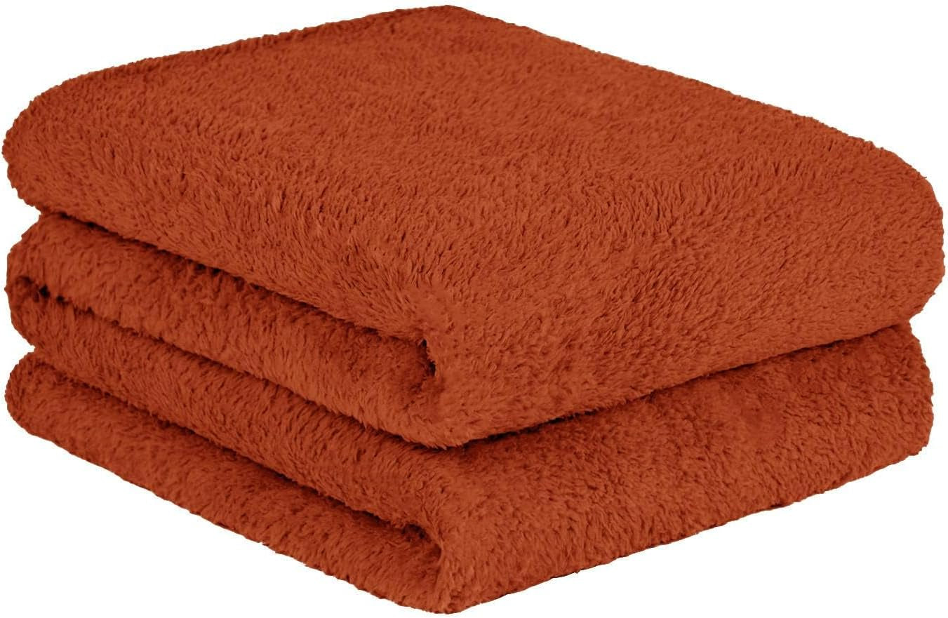 Brentford's Teddy Koc polarowy Duży koc na łóżko Pluszowa Super miękka ciepła sofa Narzuta na łóżko Czarna - 150 x 200 cm Łóżka i koce Besuche den Brentfords-Store Pomarańczowa rdza 125 x 150 cm