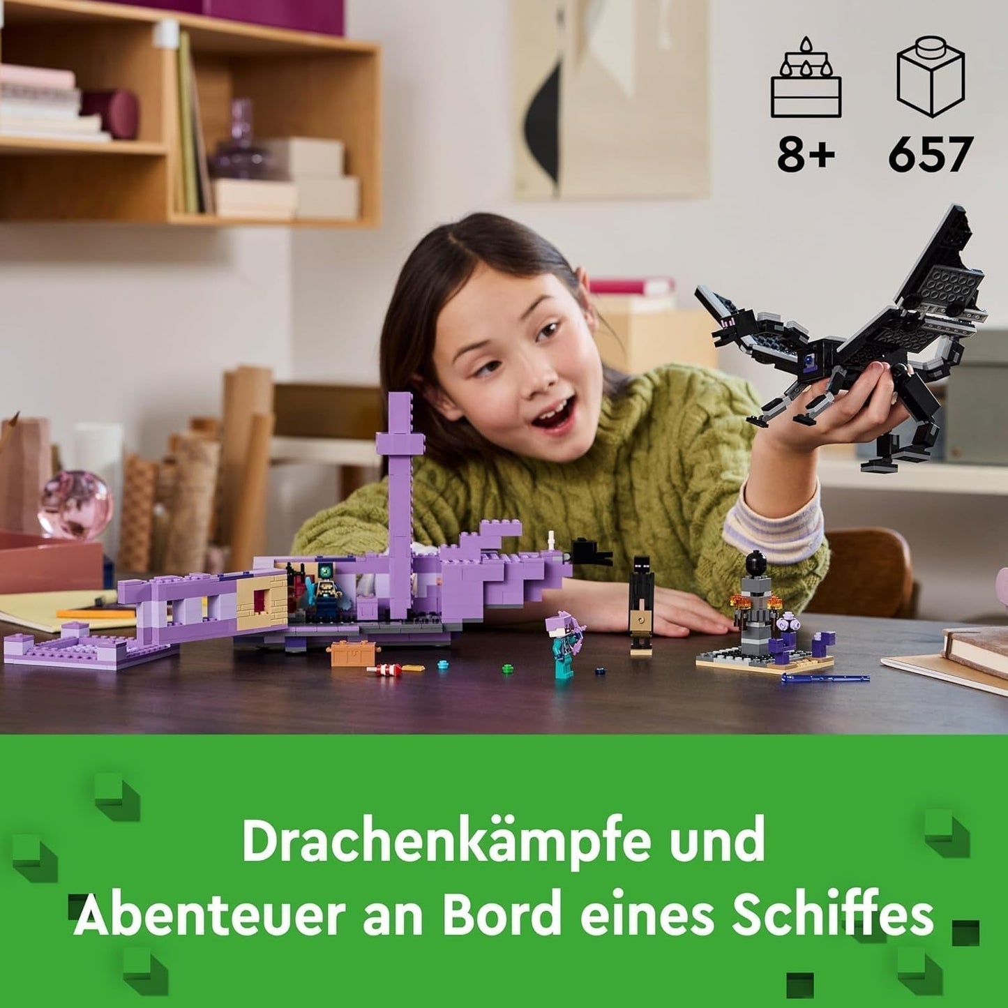 LEGO Minecraft Smok końca i statek końcowy Zestaw zabawkowy i odkrywczy Gra wideo Zestaw do budowania Zestaw przygodowy dla chłopców i dziewcząt w wieku 8 lat 21264 Zestawy do budowania Zobacz sklep LEGO