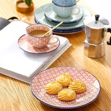 Porcelanowy zestaw do kawy Vancasso Macaron, 12-częściowy kolorowy serwis do kawy dla 4-12 osób, zestaw filiżanek, zawiera filiżanki do kawy, spodki i talerze deserowe