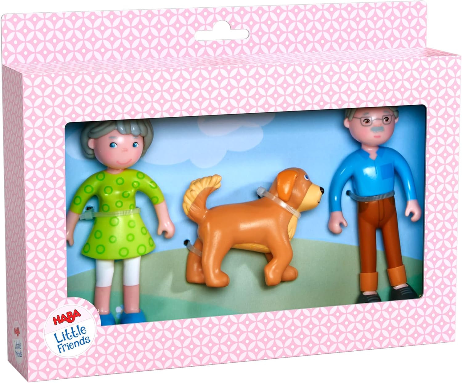 HABA 306147 - Zestaw Little Friends Dziadkowie, elastyczne lalki i zwierzęta w wieku 3+, wielokolorowy