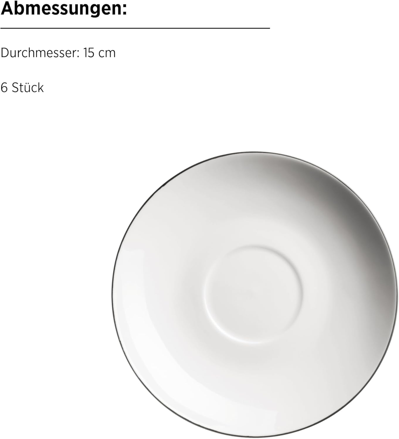 Seria MĘSER Felise, elegancki serwis do kawy na 6 osób, ponadczasowy, czarna obwódka, porcelana, biały
