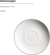 Seria MĘSER Felise, elegancki serwis do kawy na 6 osób, ponadczasowy, czarna obwódka, porcelana, biały