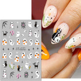 JMEOWIO Nagelsticker Halloween Süßer Geist 9 Blatt Nail Art Naklejka Selbstklebend Nagelaufkleber Dekoration Nageldesign Zubehör