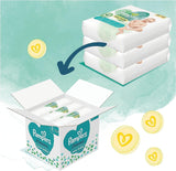Zestaw pieluch dla niemowląt Harmonie Rozmiar 2 (4-8 kg, 240 sztuk) PUDEŁKO MIESIĘCZNE i Pudełko na chusteczki nawilżane Harmonie Aqua Baby 720 chusteczek (15 x 48), Baby Essentials