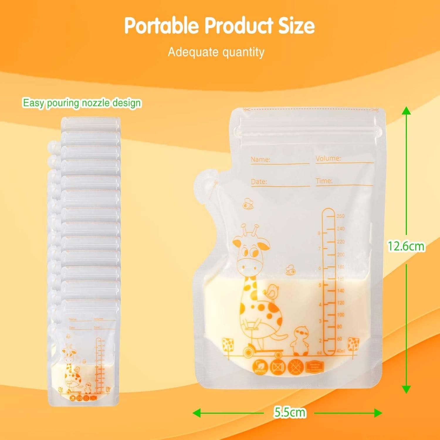 Vinabo 50 Stück Muttermilchbeutel, 250 ml torba do przechowywania mleka muttermilk niezawierającego Bpa, Milchbeutel Für Muttermilch Mit Ausgießer Für Das Stillen, Selbststehender, Kann Eingefroren Werden, Vorsterilisiert Akcesoria Żywność i karmienie piersią Baby Naty Shop