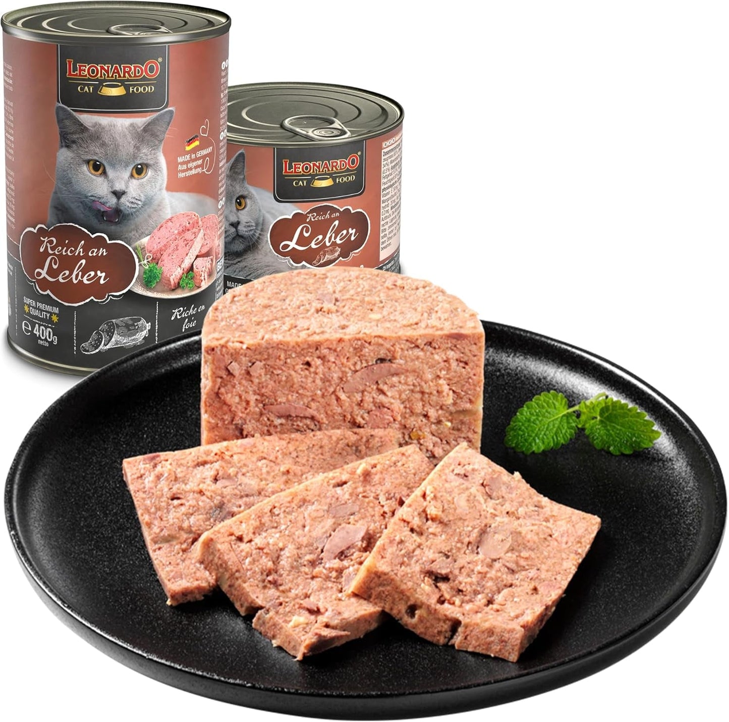 LEONARDO Karma mokra [6x400g wątróbka] | Mokra karma dla kotów bezzbożowa | Kompletna mokra karma w puszkach