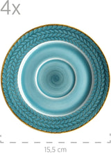 Zestaw do kawy Prospero Premium dla 4 osób, jakość restauracji, 12-częściowy nowoczesny serwis do kawy w unikalnym stylu vintage, trwała porcelana, niebieski