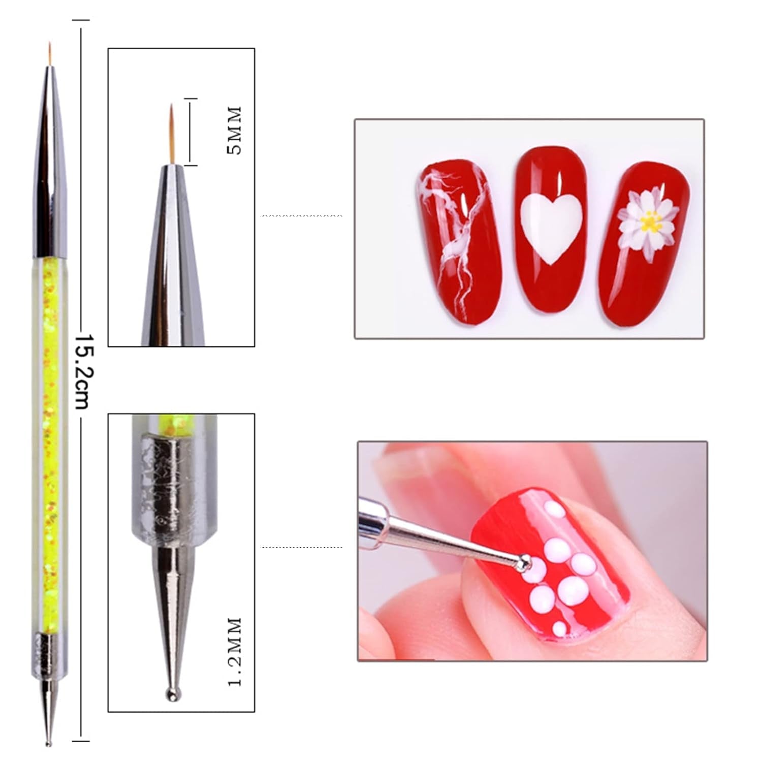 Nagel Art Fineliner Pinsel [5 Stück], Nagel Art Liner Pinsel, Professionel Detail Pinselset, Nagellack Pinsel, Für Nail Art Design Salon malarski, Nageldesign Nagel Fußpflege