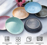 MIAMIO - Talerze obiadowe, zestaw 6 szt. (850 ml) / duże i głębokie talerze do makaronu, zestaw talerzy na 6 szt., ceramiczna miska na sałatkę / można myć w zmywarce i używać w kuchence mikrofalowej - kolekcja Las Palmitas