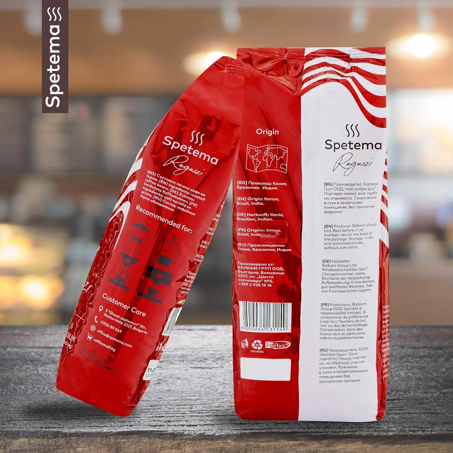 Spetema Kaffeebohnen Ragazzi Espresso Bar - 50% Arabica i 50% Robusta, Intensität 8/10, Mittlere Röstung, Zartes Aroma & Dichtes Geschmackserlebnis, 1 kg.
