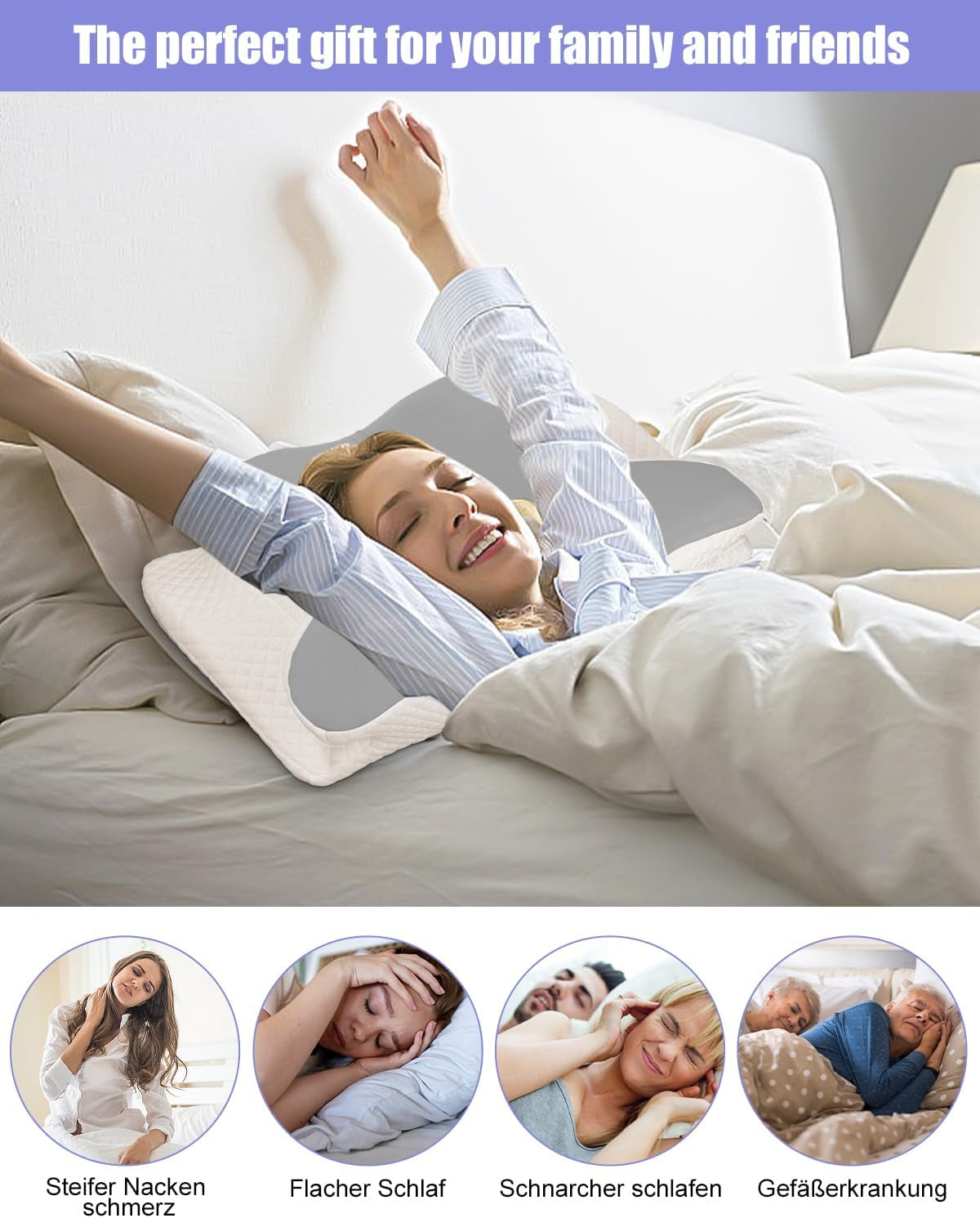 Poduszka pod szyję, poduszka boczna, poduszka z pianki memory, poduszka ortopedyczna, ergonomiczna poduszka podtrzymująca szyję zapewniająca optymalne podparcie pleców i brzucha Poduszka podtrzymująca boczną część pleców (62 x 41 x 13 cm) Poduszki ortopedyczne szyjki macicy Naty Shop