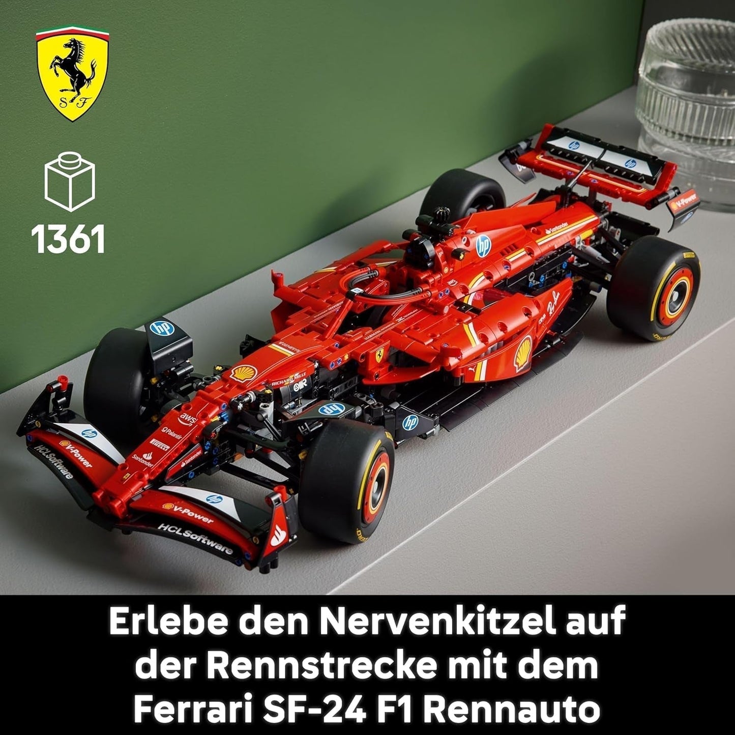 LEGO Technic Ferrari SF-24 F1 Race Car - Model samochodu dla dorosłych - Zestaw kolekcjonerski Formuły 1 - silnik V6, skrzynia biegów, układ kierowniczy i DRS w skali 1:8 - Prezent dla fanów sportów motorowych i samochodów wyścigowych 42207 Zestawy do budowania Beuche den LEGO-Store