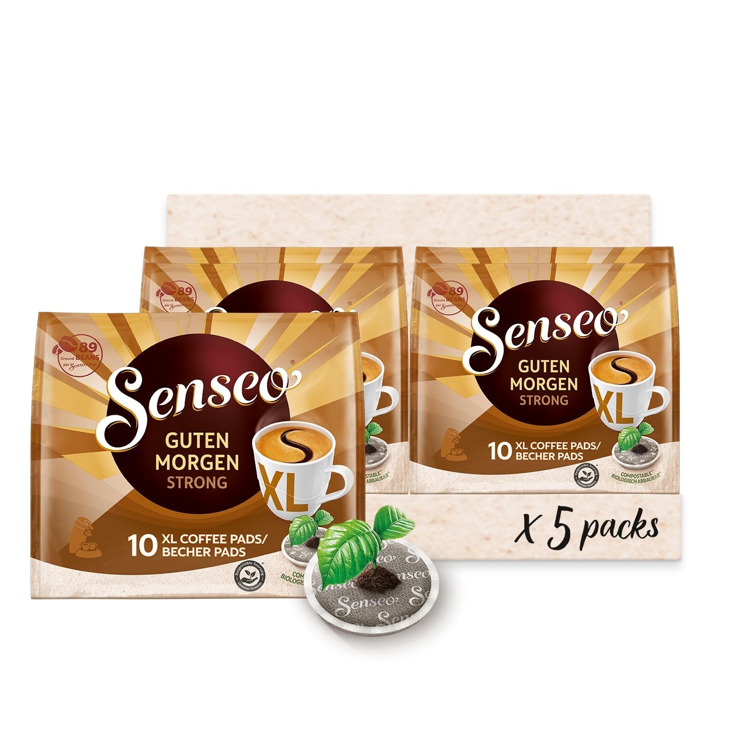 Podkładki Senseo Guten Morgen Strong XL, 5 x 10 Getränke, 50 kapsułek Kaffeepad