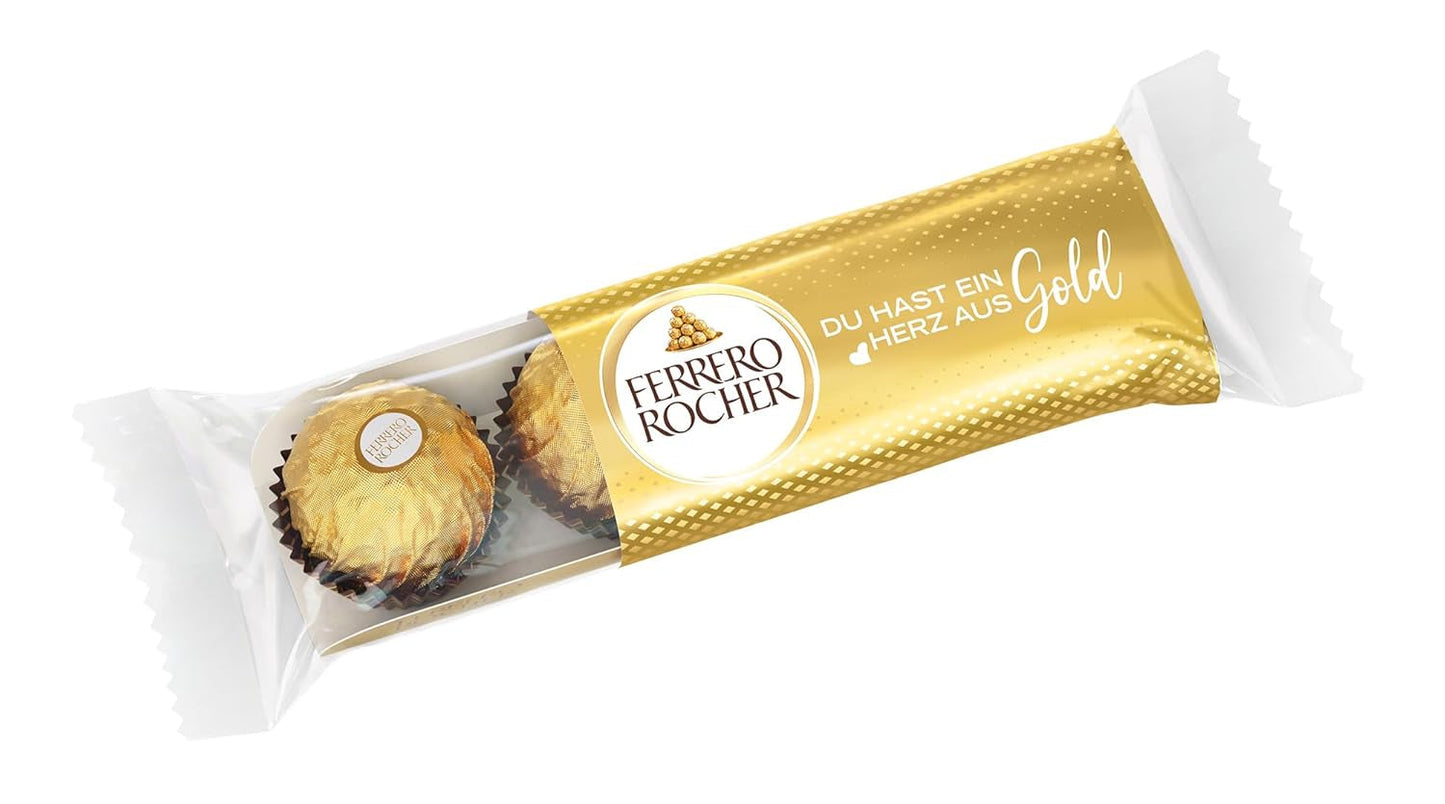 Ferrero Rocher - Chrupiące i kremowe praliny specjalne z orzechów laskowych - Prezent na Walentynki dla niego i dla niej - 16 opakowań po 4 pojedyncze praliny