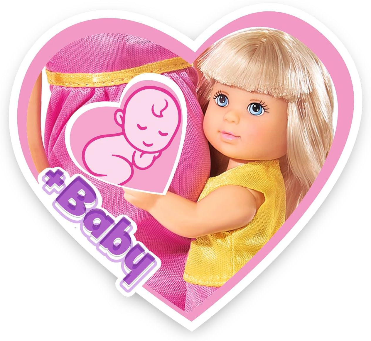 Simba 105733673 - Steffi Love Happy Family, lalka w ciąży, Kevin, Evi i dziecko z wózkiem, 11 sztuk, akcesoria, 30 cm, wiek 3+