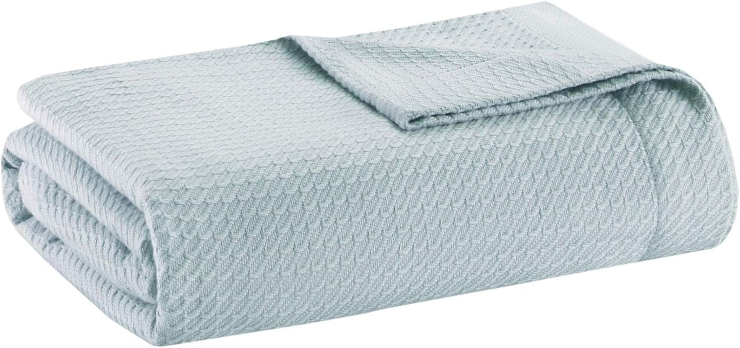 Madison Park 100% bawełna egipska Oddychający koc pocieszyciel Premium Knit Luksusowy sezon Lekki pokrowiec na rozkładaną sofę i kanapę Pełne/Queen Bed Rose Naty Shop Kołdry i kołdry Jasnoniebieski Full/Queen