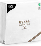 Papstar, 50 serwetek „ROYAL Collection” 1/4-krotnie 48 cm x 48 cm biały, #11577