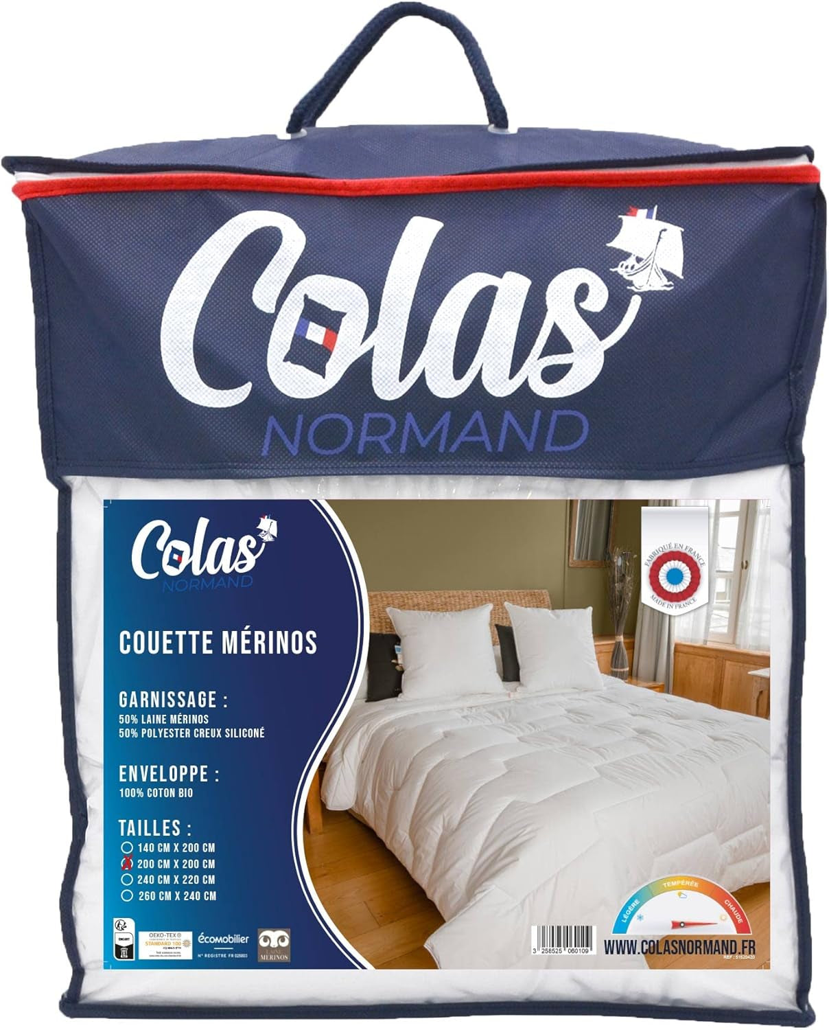 COLAS NORMAND Kołdra 200 x 200 cm, bawełna organiczna i wełna merynosów, ciepła, można prać w pralce w 30 °C Kołdry i kołdry Naty Shop Tytuł domyślny