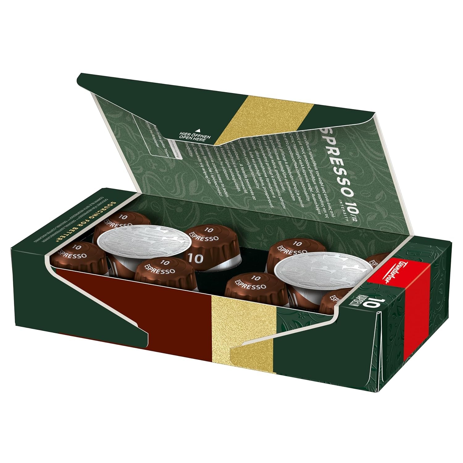 Jacobs Kaffeekapseln Espresso Intenso, Intensität 10/12, 10 x 10 Getränke, kompatybilna z Nespresso* Kaffee Kapseln, 100 Kapseln