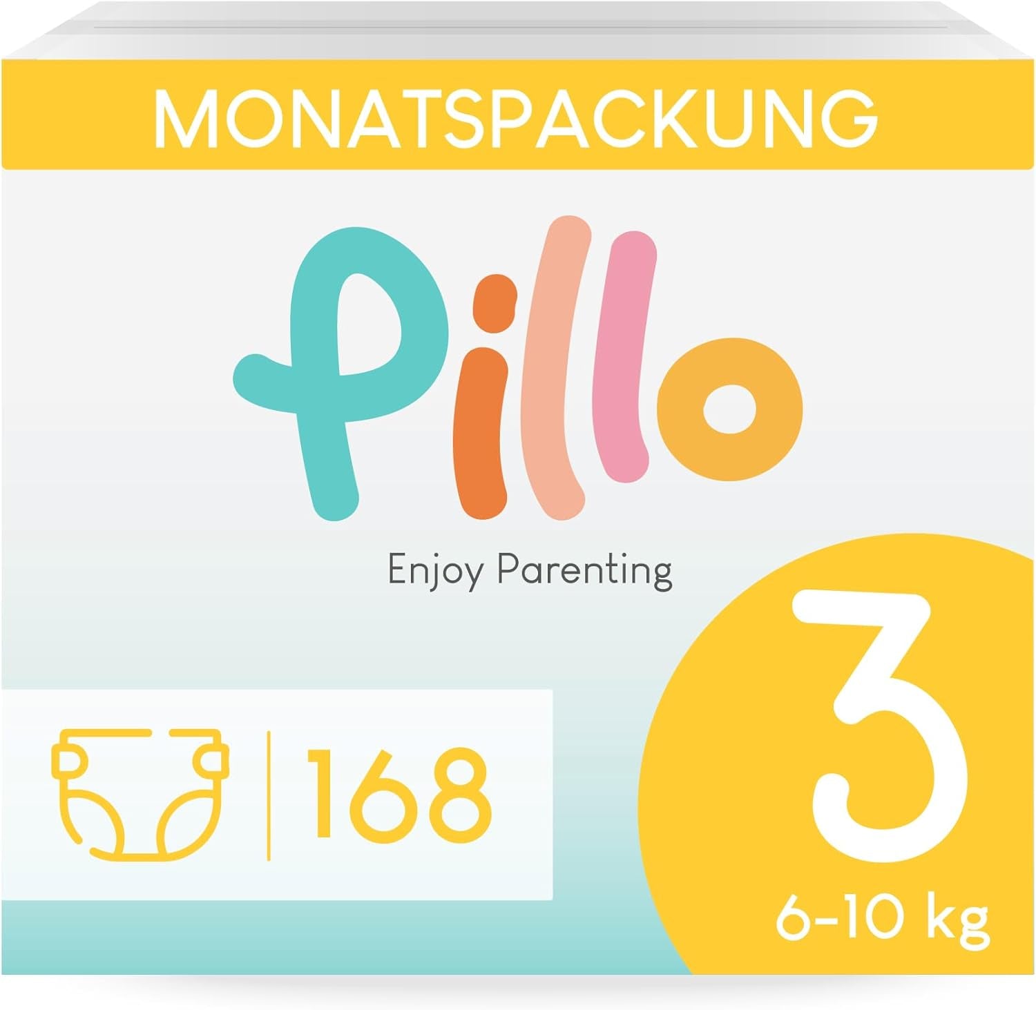Pieluchy Pillo 3 - Pudełko 168 pieluszek, 6 paczek po 28 pieluszek rozm. 3 - Midi (6-10 kg) - Pieluszki dla niemowląt