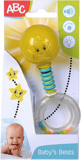 Simba 104010060 - ABC podświetlana grzechotka, zapala się po potrząśnięciu, 14cm, zabawka dla dziecka, grzechotka dla dziecka, pierwsze wyposażenie, od 3 miesiąca, żółta Jucarii Bebe Naty Shop Domyślny tytuł