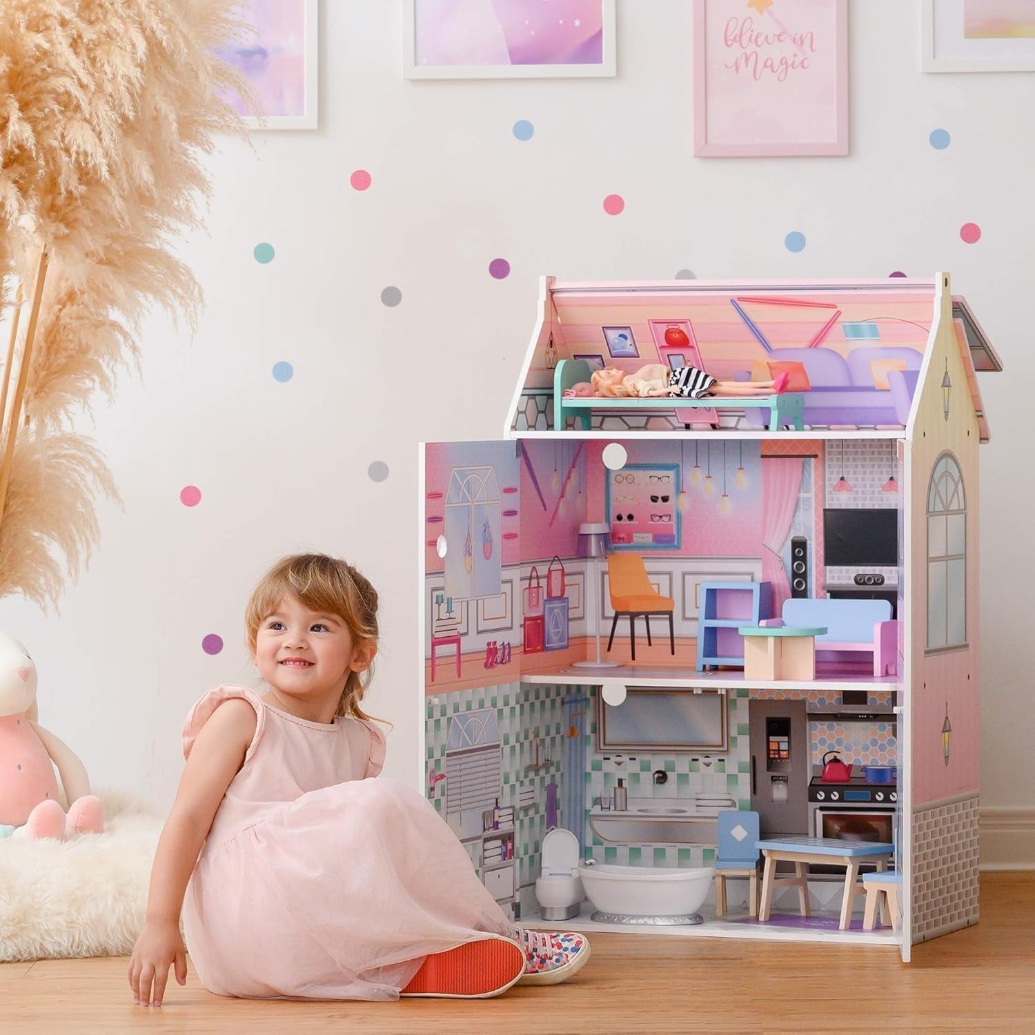 Olivias Little World Glasshouse Kids 12 "domek dla lalek i 10 akcesoriów dla lalek 3,5" Multi Td-12518D domki dla lalek Naty Shop