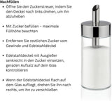 Szklany shaker Tescoma ze szczotkowanej stali nierdzewnej, idealny do białego/brązowego cukru, 225 ml