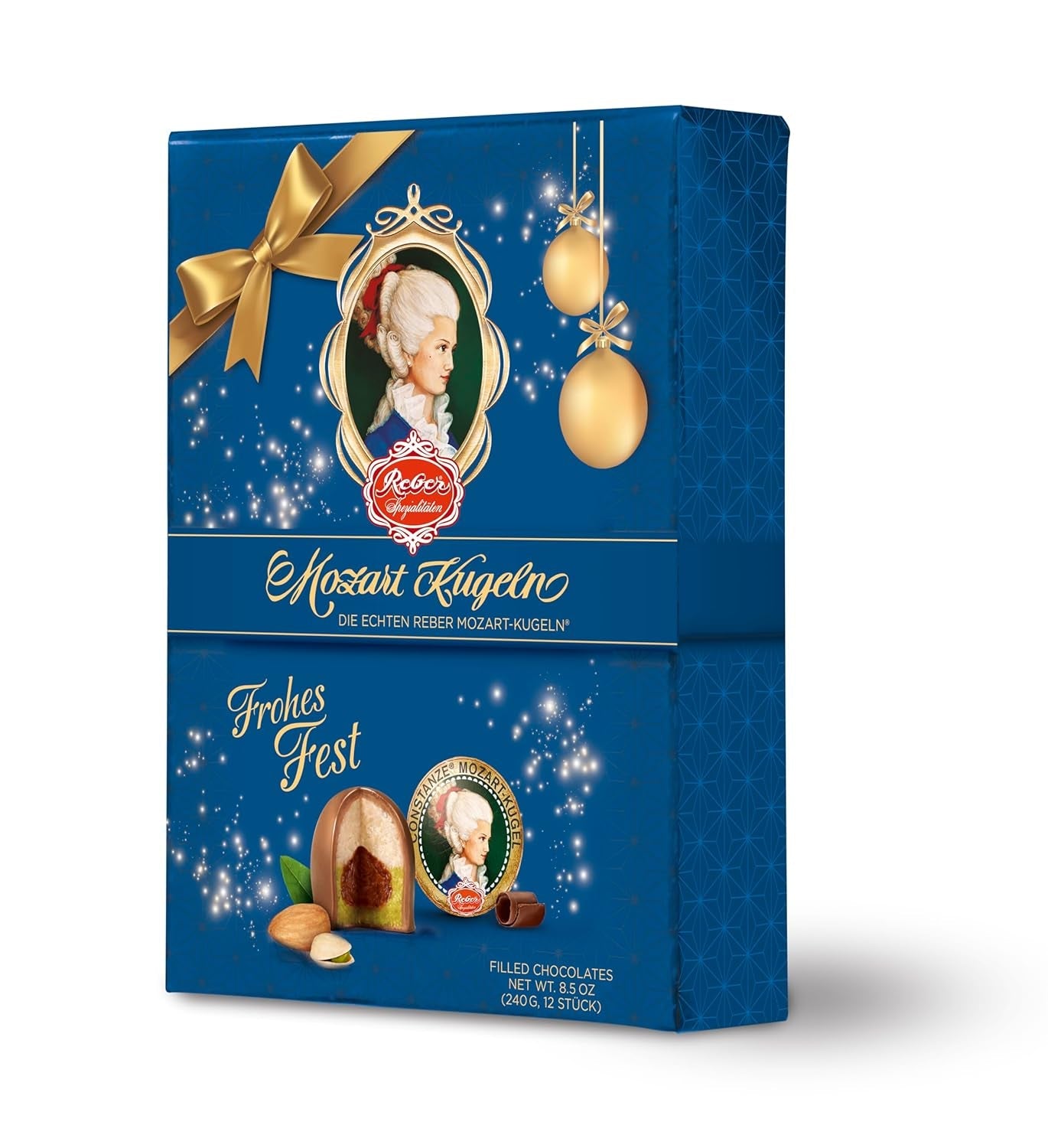 Kulki Reber Mozart z gorzką czekoladą, opakowanie 6 szt. z marcepanem i nugatem, wegańskie - 1 x 120 g