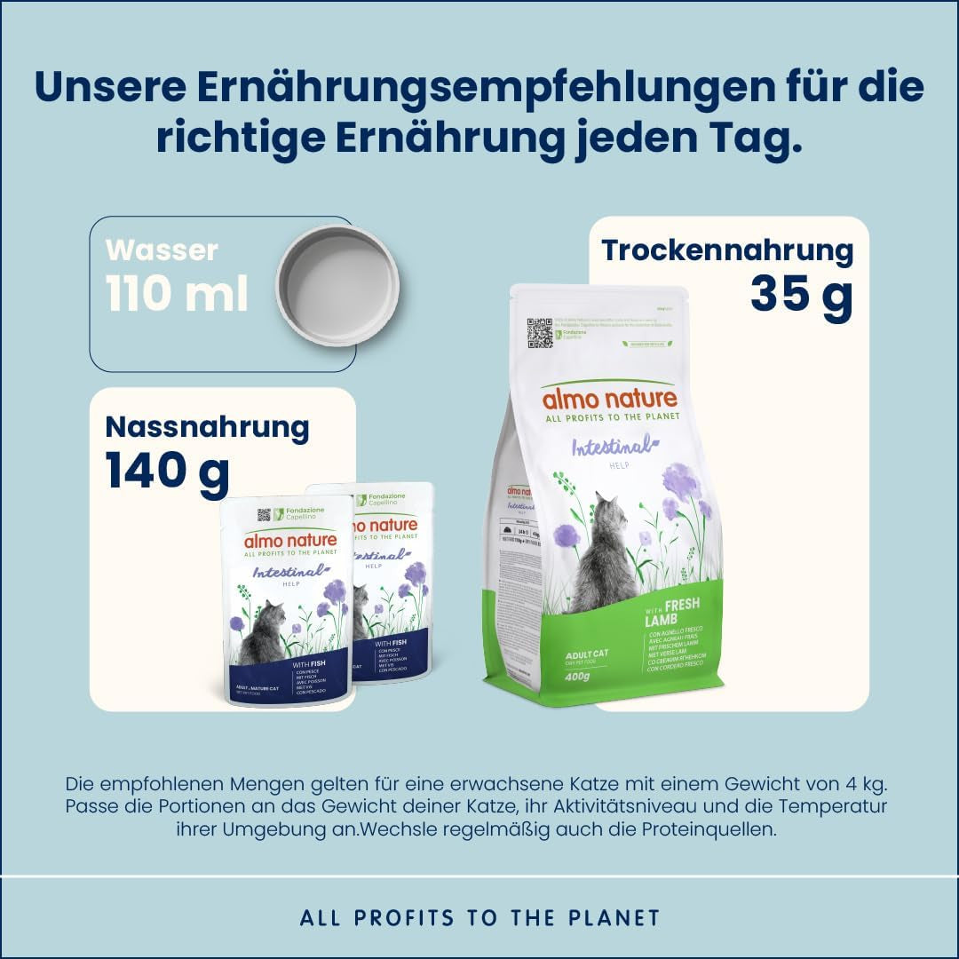 Almo Nature Functional - Pomoc jelitowa - Mokra karma dla dorosłych kotów z wrażliwymi jelitami - z rybami i drobiem - wspiera mikrobiom - 70g (opakowanie 6 szt.)