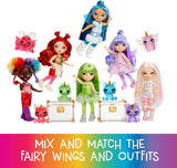 Rainbow High Littles Rainbow Fantasy Fairy and Pet - szmaragdowy, zielony - 14 cm przegubowa mała lalka fantasy smok z wymiennymi skrzydłami wróżki, słodki prezent dla dzieci w wieku 4 lat i starszych