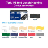 Tork 477851 Czarne serwetki obiadowe składane w 1/8 / 2-warstwowe, składane serwetki papierowe na przekąski lub małe posiłki / Jakość zaawansowana / 10 x 200 (2000) serwetki / 32,6 x 33 cm (dł. x szer.)