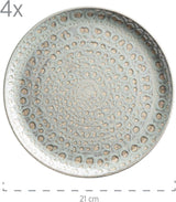 MĘSER 931744 Seria Spicy Market, ręcznie malowany zestaw obiadowy dla 4 osób w śródziemnomorskim stylu vintage, 16-częściowy zestaw ceramiczny, zielony, kamionka