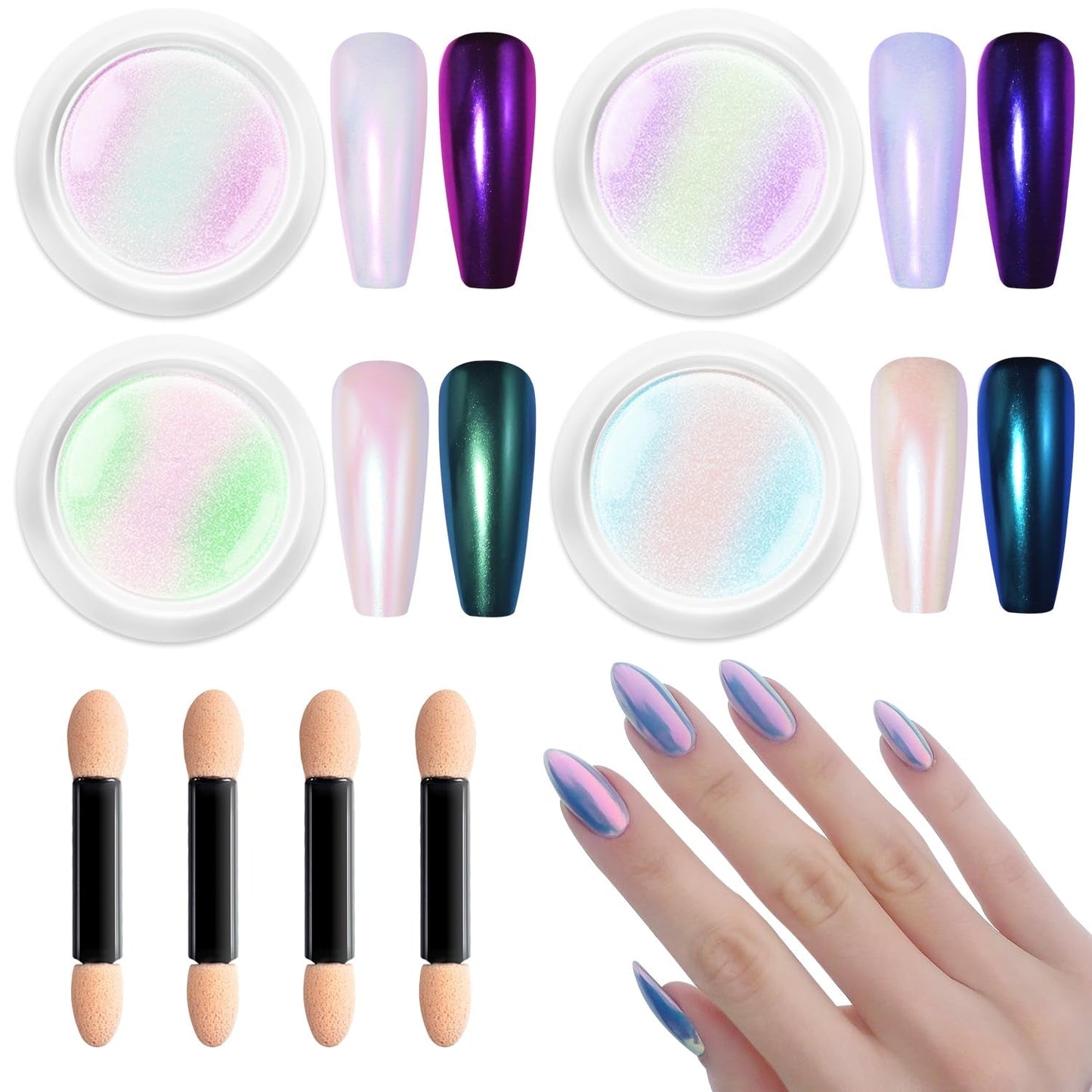 BISHENGYF Proszek do paznokci w kolorze różowego złotaNeue Upgrade Grosse Kapazitä Chrom PulverSuper-Spiegeleffekt Metall Mirror Chrome Powder – Neonowy szklisty efekt perłowy Brokat Nagelkunst Pulver Für DIY Salon