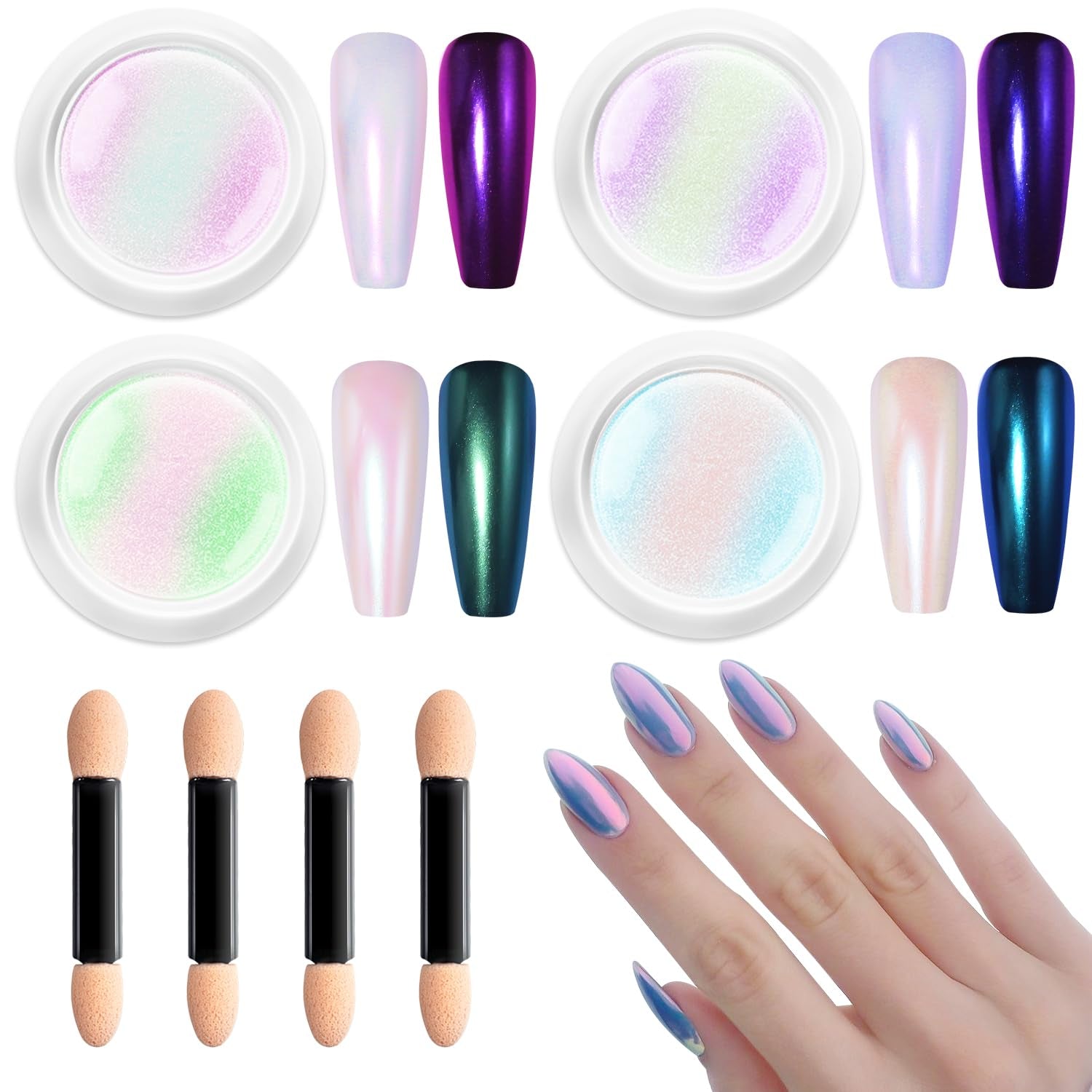 BISHENGYF Proszek do paznokci w kolorze różowego złotaNeue Upgrade Grosse Kapazitä Chrom PulverSuper-Spiegeleffekt Metall Mirror Chrome Powder – Neonowy szklisty efekt perłowy Brokat Nagelkunst Pulver Für DIY Salon