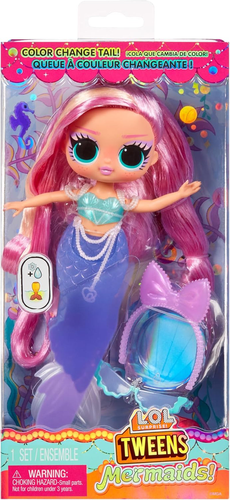 L.O.L. Niespodzianka! Tweens - Syrenka Lola Waves - modna lalka ze zmieniającym kolor ogonem, ruchomą płetwą i pięknymi dodatkami - zabawka dla dzieci i kolekcjonerów od 4 lat Naty Shop Dolls