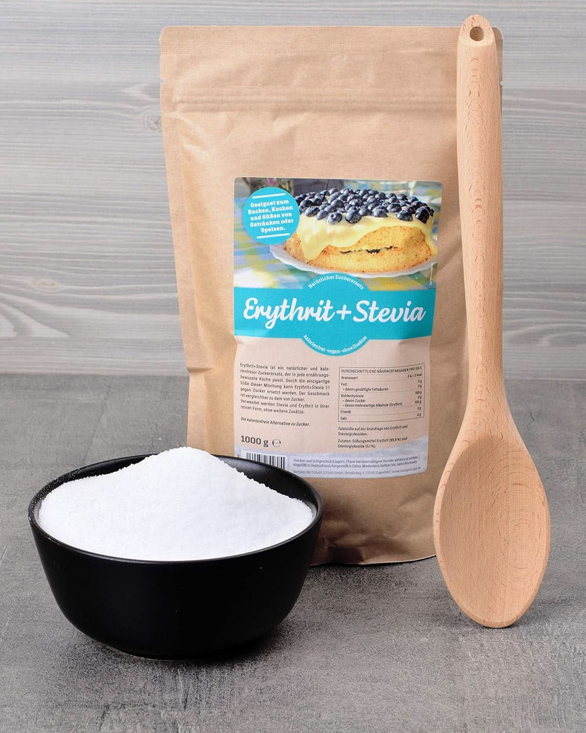 Erytrytol + Stewia Naturalny zamiennik cukru bez kalorii 1:1, 1 Kg Słodziki Naty Shop