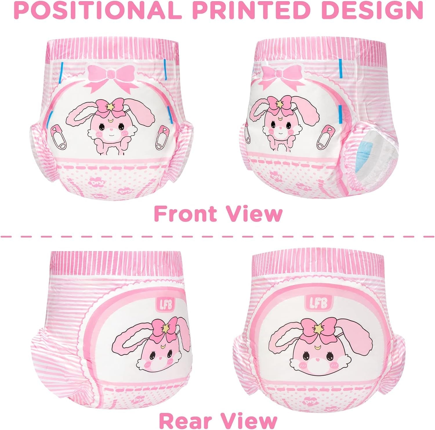 Pieluszki z nadrukiem dla dorosłych 5500-5800 ml, 10 sztuk - Baby Usagi (XL)