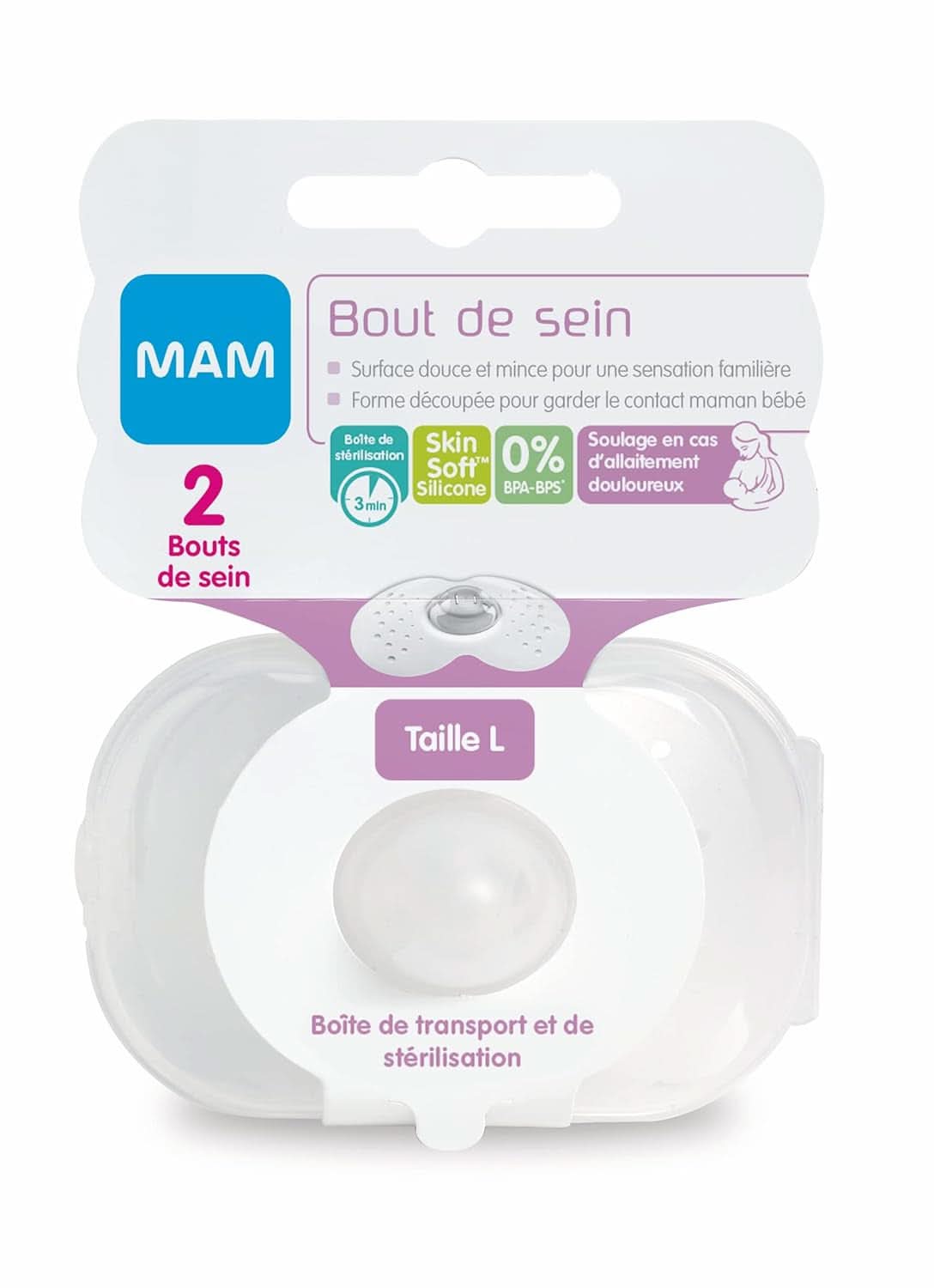 MAMA | Nakładki na piersi - Zestaw 2 silikonowych wkładek laktacyjnych (rozmiar L, 23mm) Akcesoria Żywność i karmienie piersią Sklep Bebe Naty